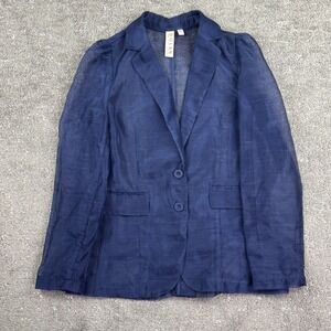 Dolan Blazer Women Size M Navy Blue Sheer Mesh Two Button Lightweight Jacket